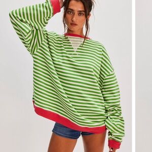 Free People Classic Striped Oversized Crewneck